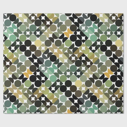 Chic Olive Green Taupe Beige Circles Art Pattern Geschenkpapier (Flach)