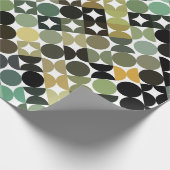 Chic Olive Green Taupe Beige Circles Art Pattern Geschenkpapier (Ecke)