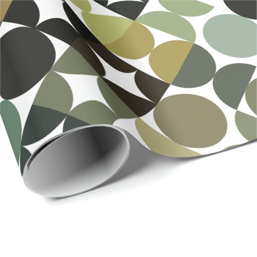Chic Olive Green Taupe Beige Circles Art Pattern Geschenkpapier (Rolleneckpunkt)