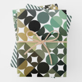 Chic Olive Green Taupe Beige Circles Art Pattern Geschenkpapier Set (Beispiel)