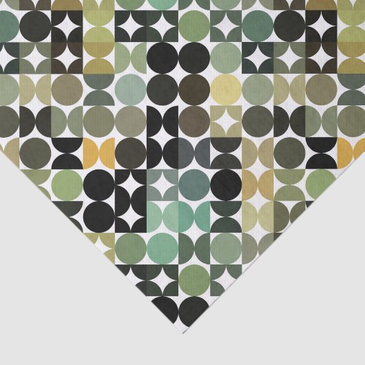 Chic Olive Green Taupe Beige Circles Art Pattern Seidenpapier (Ausschnitt)