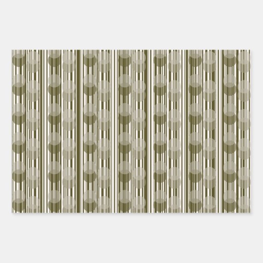 Chic Olive Green Tinsel und Confetti Muster Geschenkpapier Set (Vorderseite)