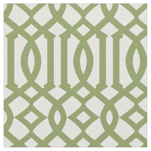 Chic Olive Green und Ivory Trellis Muster Stoff (Nahaufnahme)