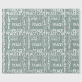 Chic Olive Green White Peace Love Christmas Geschenkpapier (Flach)