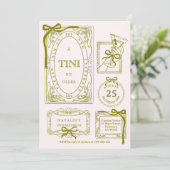 Chic Olive Line Art A Tini Bit Ältere 30. Geburtst Einladung (Stehend Vorderseite)