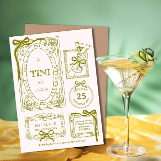 Chic Olive Line Art A Tini Bit Ältere 30. Geburtst Einladung