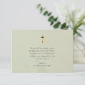 Chic Olive Roman Catholic Baptism Dankeskarte (Stehend Vorderseite)