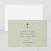 Chic Olive Roman Catholic Baptism Dankeskarte (Vorne/Hinten)