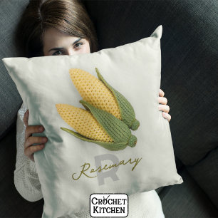 Chic Oma's Garden Modern Crochet Corn Name Kissen