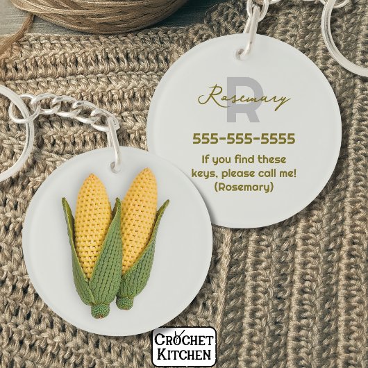 Chic Oma's Garden Modern Crochet Corn Name Schlüsselanhänger