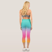 Chic Ombre Aqua rosa und gelb Capri Leggings (Rückseite)
