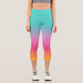 Chic Ombre Aqua rosa und gelb Capri Leggings (Vorderseite)