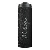 Chic Ombre Black Glitzer Signature Script Name Thermosbecher (Vorderseite)