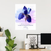 Chic Ombre Blue Iris Blumenzwiebeln Poster (Heimbüro)