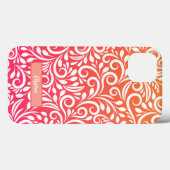 Chic Ombre Blumenmuster Elegante Name Rosa Orange Case-Mate iPhone Hülle (Back (Horizontal))