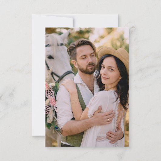 Chic Ombre Blush Pink & Khaki Beige Wedding Dankeskarte (Rückseite)