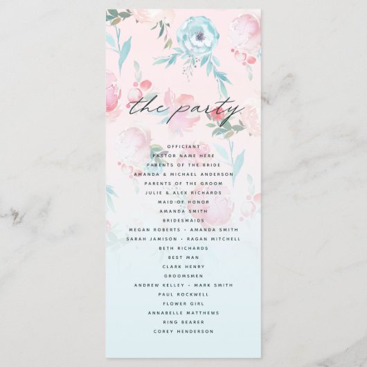 Chic Ombre French Garden Blumenzeremonie Programm (Rückseite)
