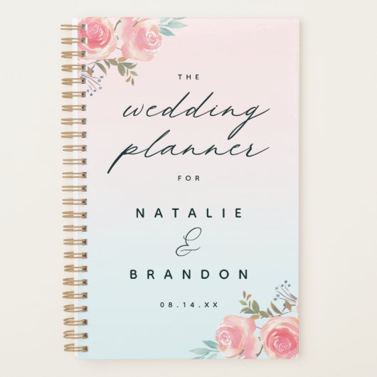 Chic Ombre French Garden Floral Peony Wedding Planer (Vorderseite)