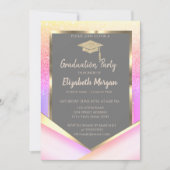 Chic Ombre Glitzer Diamonds Abschluss Einladung (Vorderseite)