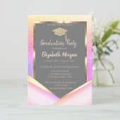 Chic Ombre Glitzer Diamonds Abschluss Einladung (Stehend Vorderseite)