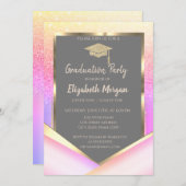 Chic Ombre Glitzer Diamonds Abschluss Einladung (Vorne/Hinten)