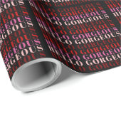 Chic Ombre Hello Gorgeous Red Pink Fuchsia Black Geschenkpapier (Rolleneckpunkt)