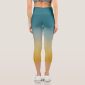 Chic Ombre in Aquamarin Grau und Senf Capri Leggings (Rückseite)