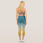 Chic Ombre in Aquamarin Grau und Senf Capri Leggings (Rückseite)