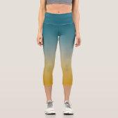 Chic Ombre in Aquamarin Grau und Senf Capri Leggings (Vorderseite)