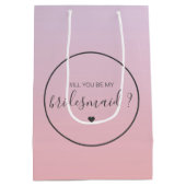 Chic Ombre Pink Gradient Werden Sie meine Bridesma Mittlere Geschenktüte (Rückseite)