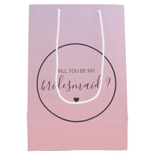 Chic Ombre Pink Gradient Werden Sie meine Bridesma Mittlere Geschenktüte (Rückseite)