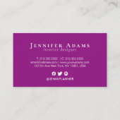 Chic Ombre Pink Lila Plum Floral Visitenkarte (Rückseite)