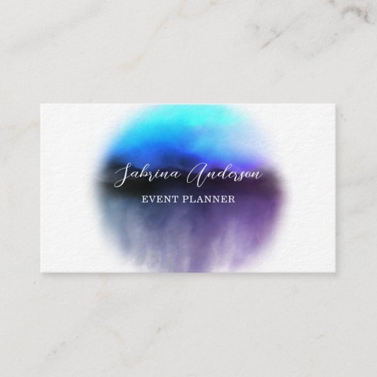 Chic Ombre Pink Lila Watercolor Abstrakt Visitenkarte (Vorderseite)