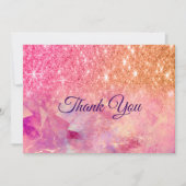 Chic ombre Rose Rosa Glitzer Dankeskarte (Vorderseite)