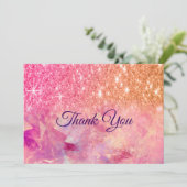 Chic ombre Rose Rosa Glitzer Dankeskarte (Stehend Vorderseite)