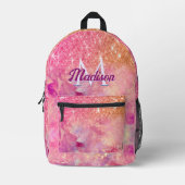 Chic ombre Rose Rosa Glitzer Monogramm Bedruckter Rucksack (Vorderseite)