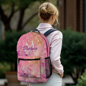 Chic ombre Rose Rosa Glitzer Monogramm Bedruckter Rucksack