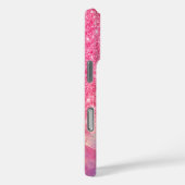 Chic ombre Rose Rosa Glitzer Monogramm Case-Mate iPhone Hülle (Rückseite / Rechts)