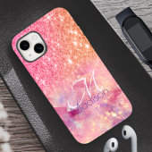 Chic ombre Rose Rosa Glitzer Monogramm Case-Mate iPhone Hülle