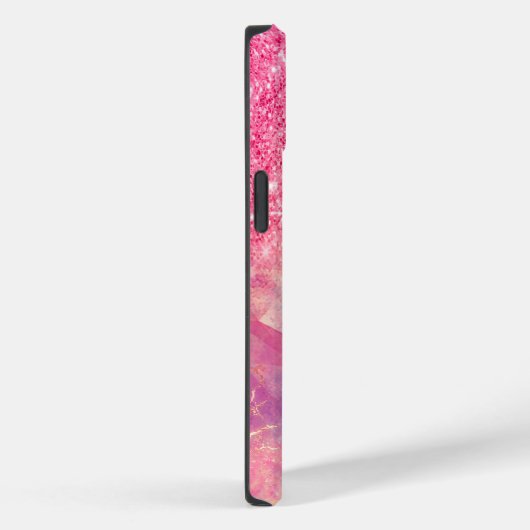 Chic ombre Rose Rosa Glitzer Monogramm Case-Mate iPhone Hülle (Rückseite / Rechts)