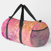 Chic ombre Rose Rosa Glitzer Monogramm Duffle Bag (Rechte Ecke)