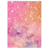 Chic ombre Rose Rosa Glitzer Monogramm Klemmbrett (Rückseite)