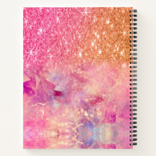 Chic ombre Rose Rosa Glitzer Monogramm Notizblock (Rückseite)