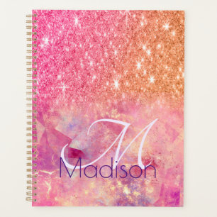 Chic ombre Rose Rosa Glitzer Monogramm Planer