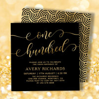 Chic One Hundert Script Black Gold 100. Geburtstag