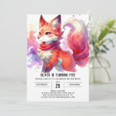 Chic Online Fox Geburtstag Einladung (Stehend Vorderseite)
