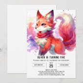 Chic Online Fox Geburtstag Einladung (Vorne/Hinten)