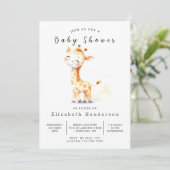 Chic Online Giraffe Baby Dusche Einladung (Stehend Vorderseite)
