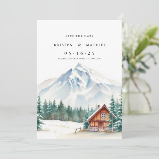 Chic Online Mountain Save The Date (Stehend Vorderseite)