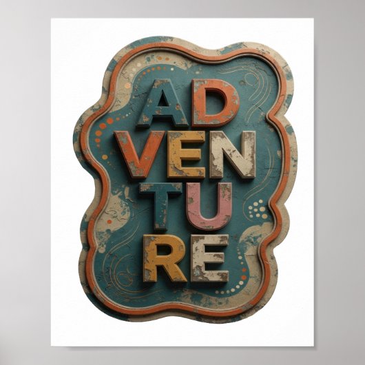 Chic Orange ABENTEUER Grafikdesign Poster (Vorne)